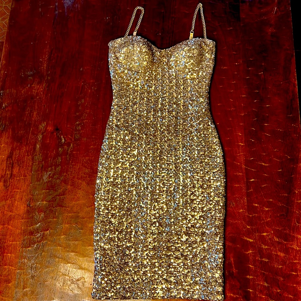 Nadine Merabi Nina Gold sequin dress size 2